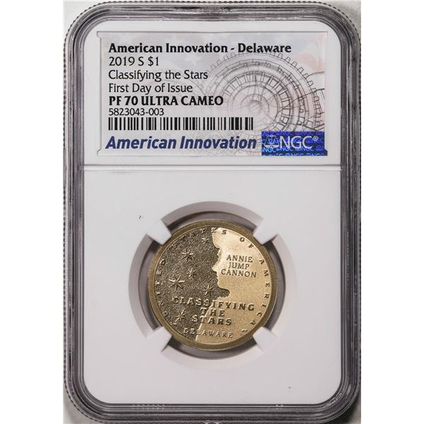 2019-S $1 Proof American Innovation Delaware Coin NGC PF70 Ultra Cameo FDOI