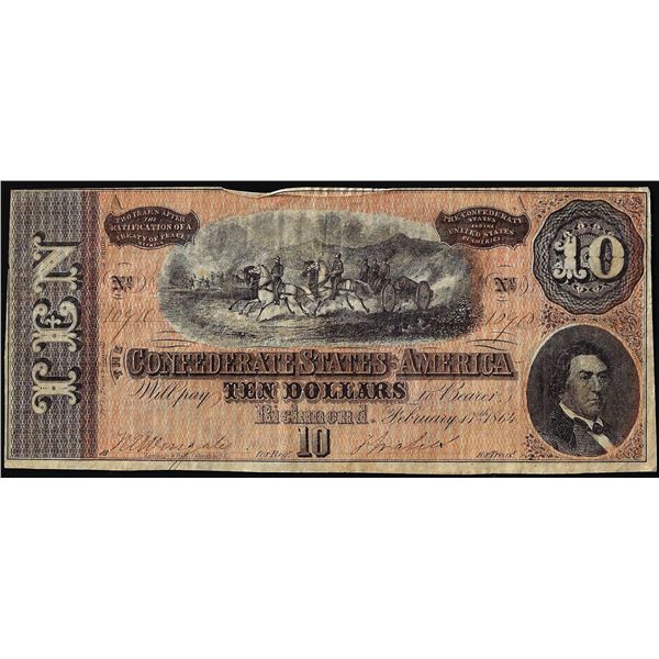 1864 $10 Confederate States of America Note
