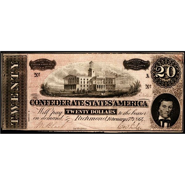 1864 $20 Confederate States of America Note