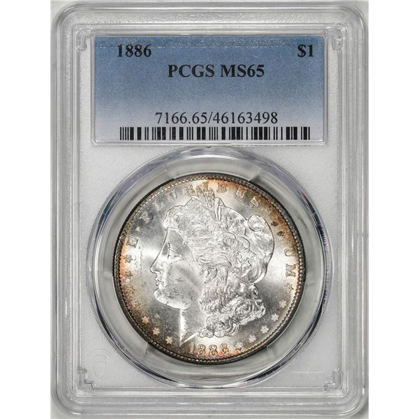 1886 $1 Morgan Silver Dollar Coin PCGS MS65