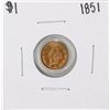 1851 $1 Liberty Head Gold Dollar Coin