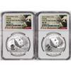 Image 1 : Lot of (2) 2016 China 10 Yuan Silver Panda Coins NGC MS70 First Releases