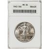 Image 1 : 1943 Walking Liberty Half Dollar Coin ANACS MS64 Old Soap Box Holder