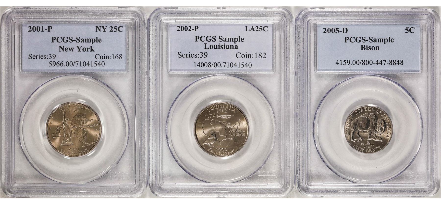 Pcgs Sample Lot of (3) Miscellaneous PCGS Slabbed Sample Coins