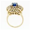 Image 9 : Large Vintage 14k Gold 6.24 ctw GIA Oval Ceylon Sapphire & Diamond Cocktail Ring