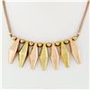 Image 2 : Retro Vintage 14k Rose & Green Gold Snake Link Faceted Marquise Fringe Necklace