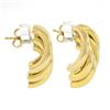 Image 4 : 14K Yellow Gold Polished Finish Bunched Puffed Multi Tube Wide Cuff Earrings
