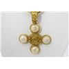 Image 2 : Chanel Gold-tone Meta CC Cross Faux Pearl Pendant Necklace