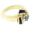 Image 8 : Vintage 14K Yellow Gold FINE Aquamarine & Blue Enamel Trinity Knot Cocktail Ring