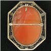 Image 2 : Vintage 14K White Gold Bezel Octagon Open Etched Frame Cameo Pin Brooch Pendant