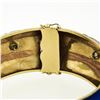 Image 5 : Vintage 18k Gold 2.64 ctw Diamond Green & Blue Enamel Wide Open Bangle Bracelet