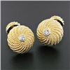 Image 6 : Vintage 14k Two Tone Gold 0.30 ctw Diamond Swirl Twisted Wire Button Cuff Links