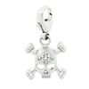 Image 1 : 14k White Gold 0.12 ctw Diamond Skull & Crossbones Charm Pendant w/ Lobster Clas