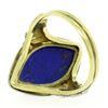 Image 8 : Antique Art Deco 10k White Yellow Gold Bezel Marquise Cabochon Lapis Lazuli Ring
