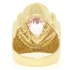 Image 8 : 14k Yellow Gold Bezel Pear Morganite & Diamond Channels 8.05 ctw Large Ring