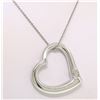 Image 1 : 14k White Gold 0.10 ctw 7 Round Brilliant Diamond 16" Open Heart Pendant Necklac