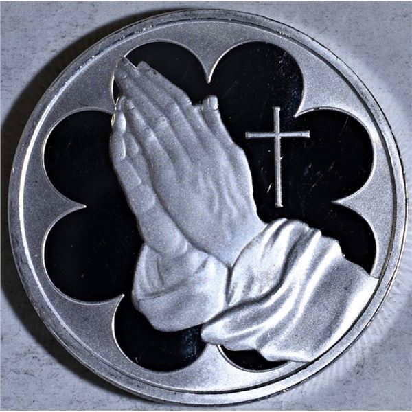 ONE OZ .999 PRAYING HANDS SILVER ROUNDS