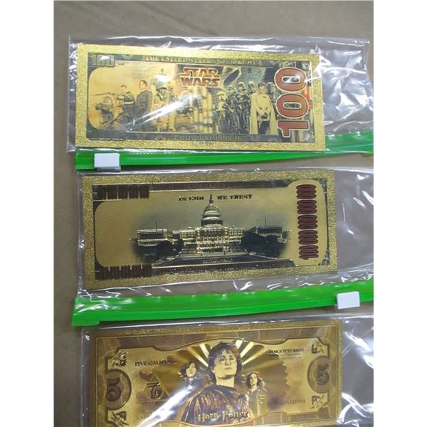 3 NOVELTY GOLD FOIL BILLS