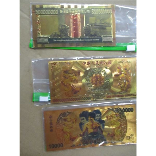3 NOVELTY GOLD FOIL BILLS
