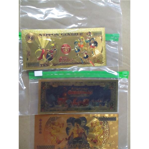 3 NOVELTY GOLD FOIL BILLS