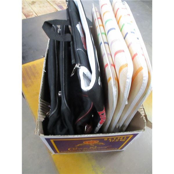 BOX C/W 2 CHAIR CUSHIONS, ASSORTED BAGS