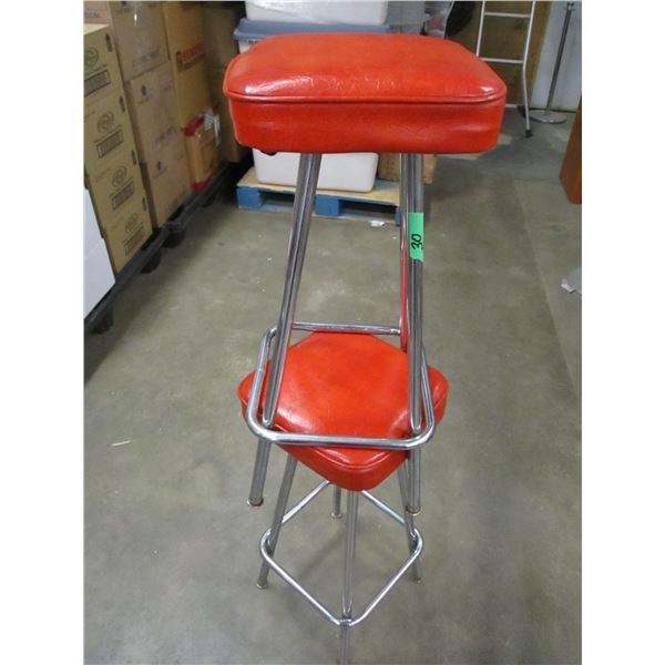2 RED BAR STOOLS