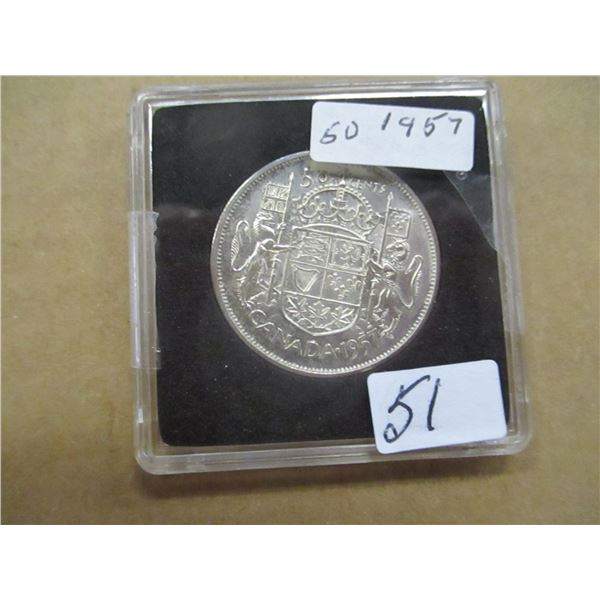 1957 CANADA SILVER FIFTY CENT COIN