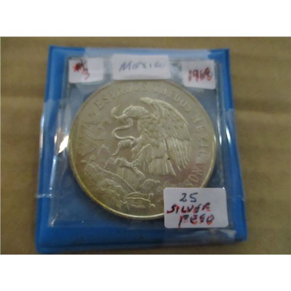 1968 CH/BU MEXICO 25 SILVER PESOS