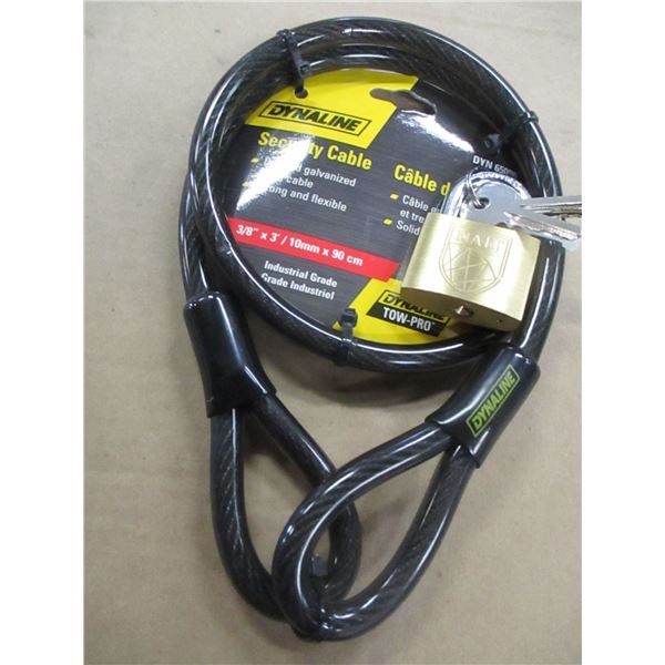 NEW:  3/8" X 3' SECURITY CABLE C/W LOCK