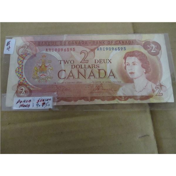 1979 LAST OF CANADA $2 BILLS (POKER HAND SERIAL NUMBER - 9'S & 5')