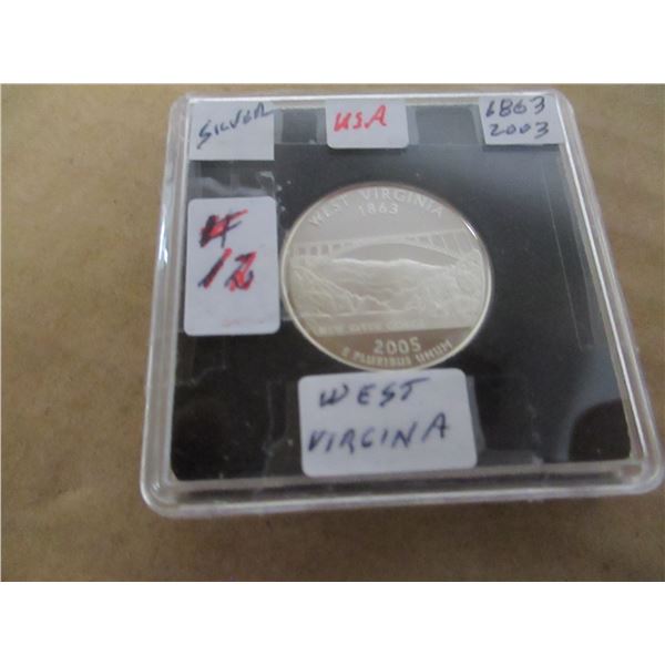 1863 - 2003 USA WEST VIRGINIA PROOF CAMEO SILVER QUARTER