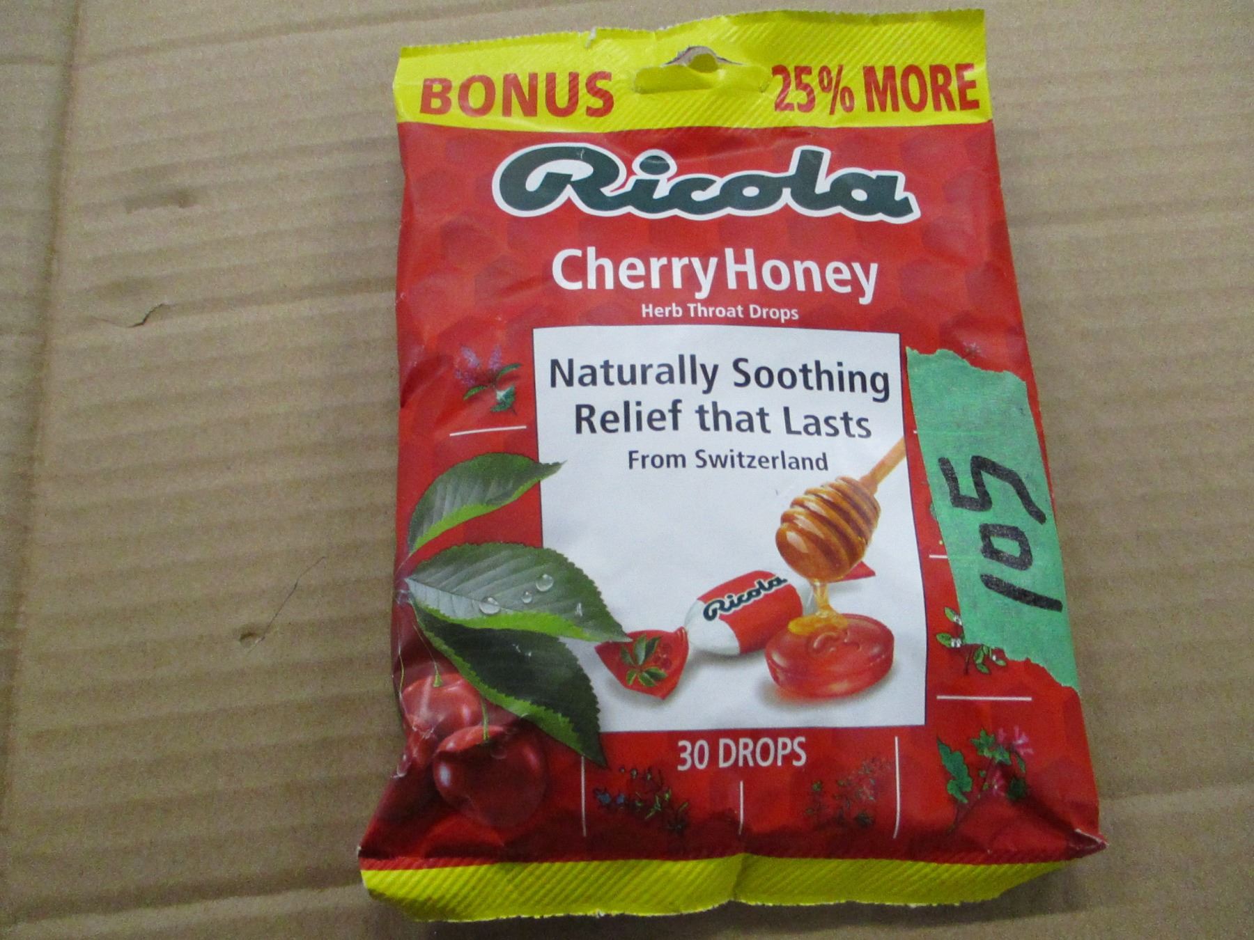 RICOLA CHERRY HONEY COUGH DROPS (30) BAG