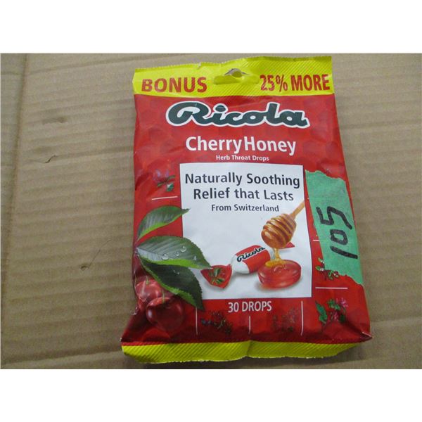 RICOLA CHERRY HONEY COUGH DROPS (30) - BAG