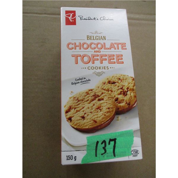SHELF PULLS (AS IS):  BELGIAN CHOCOLATE TOFFEE COOKIES (150 G) - BOX