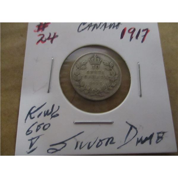 1917 CANADA KING GEORGE V SILVER DIME