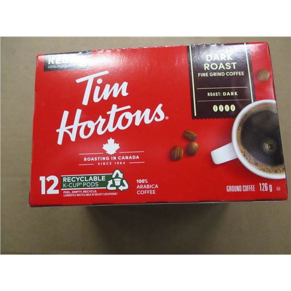 SHELF PULLS (AS IS):  TIM HORTONS DARK ROAST K-CUPS (12) - BOX
