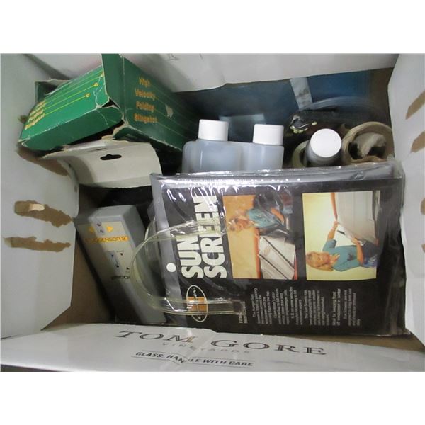 BOX C/W HOUSEWARES, ETC