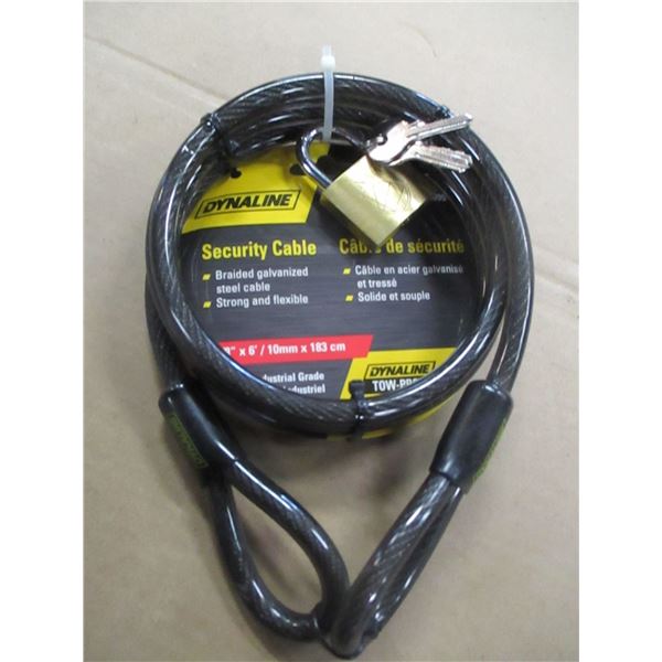 NEW:  3/8" X 6' SECURITY CABLE C/W LOCK