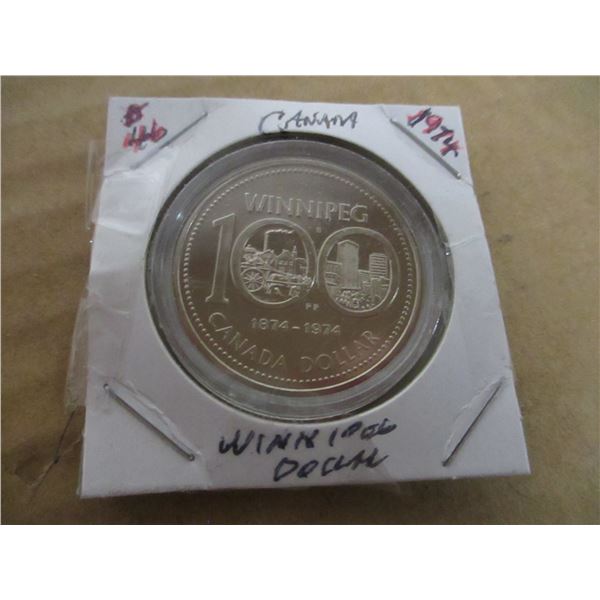 1974 PROOF CASED WINNIPEG CANADA CAMEO DOLLAR