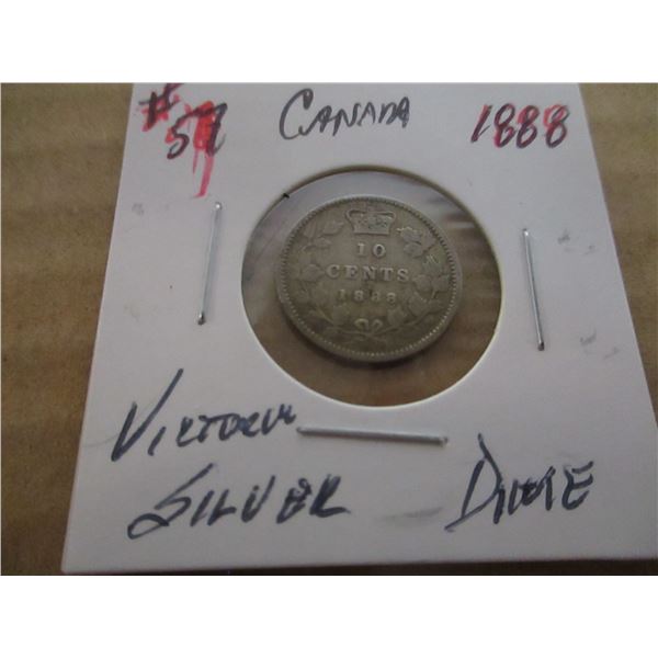 1888 CANADA VICTORIAN SILVER DIME