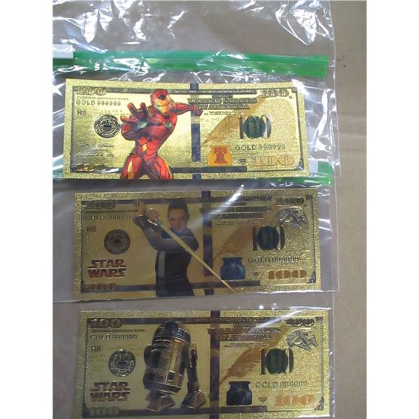 COLLECTIBLE:  3 GOLD FOIL BILLS
