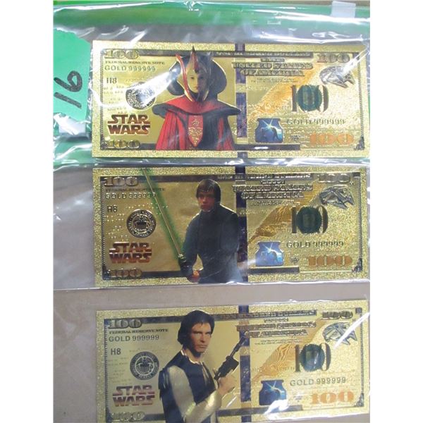COLLECTIBLE:  3 GOLD FOIL BILLS