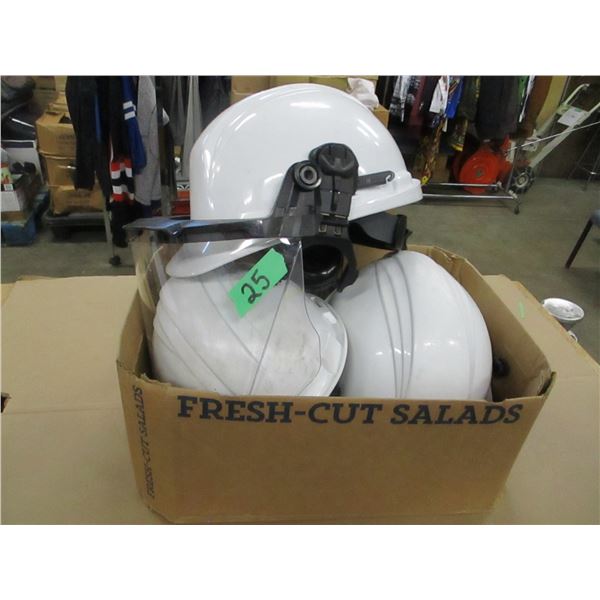 3 HARD HATS (1 WITH SHIELD)