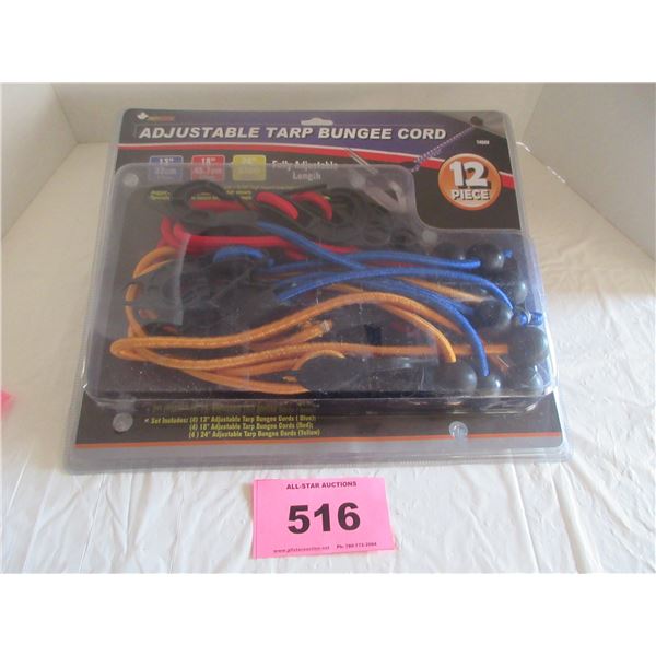 NEW 12 PIECE ADJUSTABLE TARP BUNGEE CORD SET