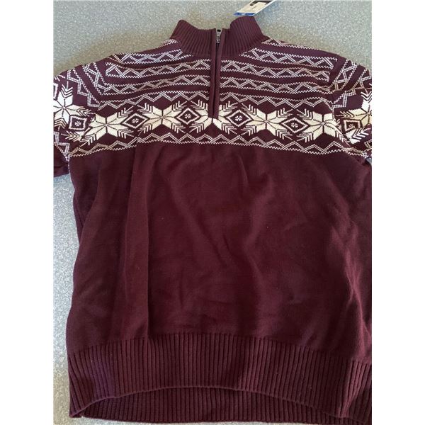 Mens 1/4 Zip Long Sleeve Sweater Size L