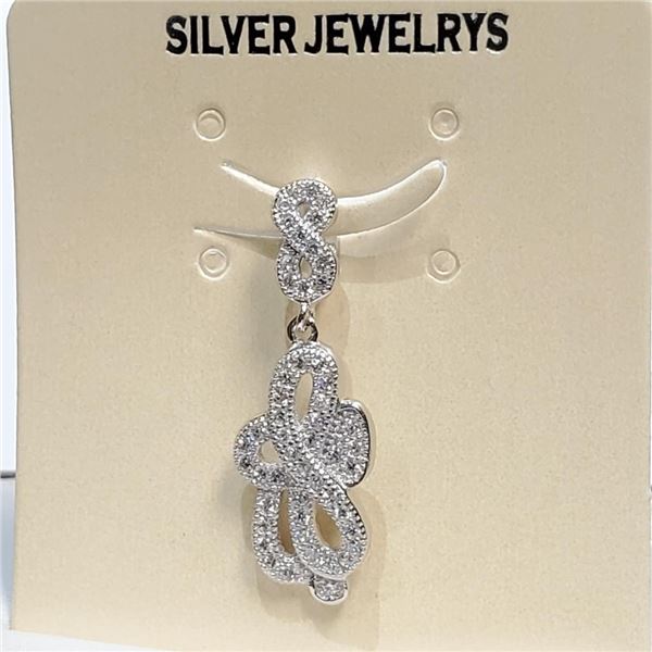 Silver Cubic Zirconia Pendant (~Size 0) (~length 0 inches), Suggested Retail Value $100
