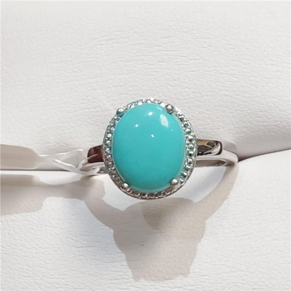 Silver Turquoise Ring (~Size 0) (~length 0 inches), Suggested Retail Value $200