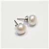 Image 3 : Silver Fresh Water Pearl Earrings (~Size 0) (~length 0 inches), Suggested Retail Value $100