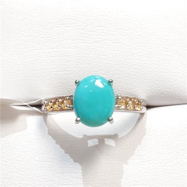 Silver Turquoise Ring (~Size 0) (~length 0 inches), Suggested Retail Value $160
