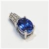 Image 3 : Silver Synthetic Sapphire Pendant (~Size 0) (~length 0 inches), Suggested Retail Value $100